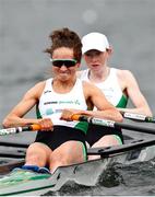 9 April 2021; Margaret Cremen, left, and Aoife Casey of Ireland compete in their heat of the Lightweight Women's Double Sculls during Day 1 of the European Rowing Championships 2021 at Varese in Italy. Photo by Roberto Bregani/Sportsfile