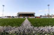 9 April 2021; A detailed view of the astroturf pitch before the SSE Airtricity League Premier Division match between Dundalk and Bohemians at Oriel Park in Dundalk, Louth. Photo by Ben McShane/Sportsfile
