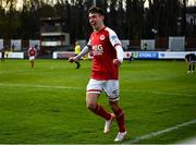 9 April 2021; Darragh Burns of St Patrick's Athletic celebrates after scoring his side's second goal during the SSE Airtricity League Premier Division match between St Patrick's Athletic and Derry City at Richmond Park in Dublin. Photo by Harry Murphy/Sportsfile