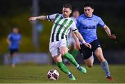 9 April 2021; Mark Byrne of Bray Wanderers in action against Liam Kerrigan of UCD during the SSE Airtricity League First Division match between UCD and Bray Wanderers at the UCD Bowl in Belfield, Dublin. Photo by Piaras Ó Mídheach/Sportsfile