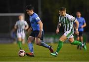 9 April 2021; Liam Kerrigan of UCD gets past Mark Byrne of Bray Wanderers during the SSE Airtricity League First Division match between UCD and Bray Wanderers at the UCD Bowl in Belfield, Dublin. Photo by Piaras Ó Mídheach/Sportsfile