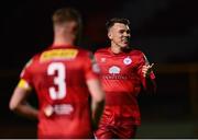 9 April 2021; Dayle Rooney of Shelbourne celebrates with team-mate Kevin O'Connor after Wexford's Conor Crowley scored an own goal during the SSE Airtricity League First Division match between Shelbourne and Wexford at Tolka Park in Dublin. Photo by Eóin Noonan/Sportsfile