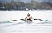10 April 2021; Margaret Cremen, left, and Aoife Casey of Ireland compete in their A/B semi-final of the Lightweight Women's Double Sculls during Day 2 of the European Rowing Championships 2021 at Varese in Italy. Photo by Roberto Bregani/Sportsfile