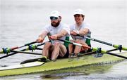 10 April 2021; Paul O'Donovan, left, and Fintan McCarthy of Ireland compete in their A/B semi-final of the Lightweight Men's Double Sculls during Day 2 of the European Rowing Championships 2021 at Varese in Italy. Photo by Roberto Bregani/Sportsfile