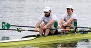 10 April 2021; Paul O'Donovan, left, and Fintan McCarthy of Ireland compete in their A/B semi-final of the Lightweight Men's Double Sculls during Day 2 of the European Rowing Championships 2021 at Varese in Italy. Photo by Roberto Bregani/Sportsfile