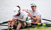 10 April 2021; Fintan McCarthy, right, and Paul O'Donovan of Ireland before their A/B semi-final of the Lightweight Men's Double Sculls during Day 2 of the European Rowing Championships 2021 at Varese in Italy. Photo by Roberto Bregani/Sportsfile