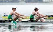 10 April 2021; Philip Doyle, left, and Ronan Byrne of Ireland compete in their A/B semi-final of the Men's Double Sculls during Day 2 of the European Rowing Championships 2021 at Varese in Italy. Photo by Roberto Bregani/Sportsfile