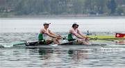 10 April 2021; Philip Doyle, left, and Ronan Byrne of Ireland compete in their A/B semi-final of the Men's Double Sculls during Day 2 of the European Rowing Championships 2021 at Varese in Italy. Photo by Roberto Bregani/Sportsfile