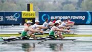 10 April 2021; Philip Doyle, left, and Ronan Byrne of Ireland before their A/B semi-final of the Men's Double Sculls during Day 2 of the European Rowing Championships 2021 at Varese in Italy. Photo by Roberto Bregani/Sportsfile