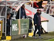 9 April 2021; St Patrick's Athletic head coach Stephen O'Donnell, right, and St Patrick's Athletic manager Alan Mathews during the SSE Airtricity League Premier Division match between St Patrick's Athletic and Derry City at Richmond Park in Dublin. Photo by Harry Murphy/Sportsfile