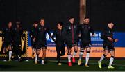9 April 2021; Dundalk players, including Darragh Leahy, right, warm-up before the SSE Airtricity League Premier Division match between Dundalk and Bohemians at Oriel Park in Dundalk, Louth. Photo by Ben McShane/Sportsfile