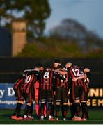 9 April 2021; Bohemians players huddle before the SSE Airtricity League Premier Division match between Dundalk and Bohemians at Oriel Park in Dundalk, Louth. Photo by Ben McShane/Sportsfile