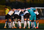 9 April 2021; Dundalk players huddle before the SSE Airtricity League Premier Division match between Dundalk and Bohemians at Oriel Park in Dundalk, Louth. Photo by Ben McShane/Sportsfile