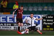 9 April 2021; Raivis Jurkovskis of Dundalk and Ross Tierney of Bohemians during the SSE Airtricity League Premier Division match between Dundalk and Bohemians at Oriel Park in Dundalk, Louth. Photo by Ben McShane/Sportsfile