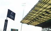 10 April 2021; A corner flag is seen before the Heineken Champions Cup Pool Quarter-Final match between Exeter Chiefs and Leinster at Sandy Park in Exeter, England. Photo by Ramsey Cardy/Sportsfile