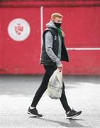 10 April 2021; Rory Gaffney of Shamrock Rovers arrives before the SSE Airtricity League Premier Division match between Sligo Rovers and Shamrock Rovers at The Showgrounds in Sligo. Photo by Stephen McCarthy/Sportsfile