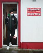 10 April 2021; Danny Mandroiu of Shamrock Rovers arrives before the SSE Airtricity League Premier Division match between Sligo Rovers and Shamrock Rovers at The Showgrounds in Sligo. Photo by Stephen McCarthy/Sportsfile