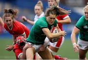 10 April 2021; Beibhinn Parsons of Ireland is tackled by Donna Rose of Wales during the Women's Six Nations Rugby Championship match between Wales and Ireland at Cardiff Arms Park in Cardiff, Wales. Photo by Chris Fairweather/Sportsfile