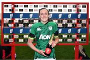 10 April 2021; Hannah Tyrrell of Ireland with the player of the match award after the Women's Six Nations Rugby Championship match between Wales and Ireland at Cardiff Arms Park in Cardiff, Wales. Photo by Ben Evans/Sportsfile