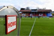 9 April 2021; A view of the Shelbounre home dugout before the SSE Airtricity League First Division match between Shelbourne and Wexford at Tolka Park in Dublin. Photo by Eóin Noonan/Sportsfile