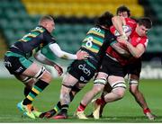 10 April 2021; Nick Timoney of Ulster is tackled by Teimana Harrison of Northampton Saints during the Heineken Challenge Cup Quarter-Final match between Northampton Saints and Ulster at Franklin's Gardens in Northampton, England. Photo by Matt Impey/Sportsfile