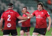 10 April 2021; Jordi Murphy, right, and Rob Herring of Ulster embrace after their side's victory in the Heineken Challenge Cup Quarter-Final match between Northampton Saints and Ulster at Franklin's Gardens in Northampton, England. Photo by Matt Impey/Sportsfile
