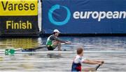 11 April 2021; Daire Lynch of Ireland on his way to finishing second in the Men's Single Sculls C Final during Day 3 of the European Rowing Championships 2021 at Varese in Italy. Photo by Roberto Bregani/Sportsfile