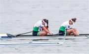 11 April 2021; Aileen Crowley, left, and Monika Dukarska of Ireland after finishing sixth in the Women's Pair A Final during Day 3 of the European Rowing Championships 2021 at Varese in Italy. Photo by Roberto Bregani/Sportsfile
