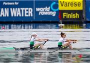 11 April 2021; Aoife Casey, left, and Margaret Cremen of Ireland on their way to finishing fifth in the Lightweight Women's Double Sculls A Final during Day 3 of the European Rowing Championships 2021 at Varese in Italy. Photo by Roberto Bregani/Sportsfile