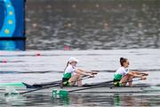 11 April 2021; Aoife Casey, left, and Margaret Cremen of Ireland compete in the Lightweight Women's Double Sculls A Final during Day 3 of the European Rowing Championships 2021 at Varese in Italy. Photo by Roberto Bregani/Sportsfile