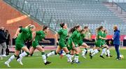 11 April 2021; Republic of Ireland players warm-up before the women's international friendly match between Belgium and Republic of Ireland at King Baudouin Stadium in Brussels, Belgium. Photo by David Catry/Sportsfile