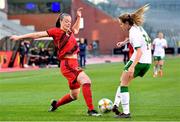 11 April 2021; Tine De Caigny of Belgium in action against Heather Payne of Republic of Ireland during the women's international friendly match between Belgium and Republic of Ireland at King Baudouin Stadium in Brussels, Belgium. Photo by David Catry/Sportsfile