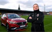13 April 2021; Bohemians have taken two significant actions in the fight against climate change. Firstly, by signing up, through our Climate Justice Officer, to the UN’s Sports for Climate Action Framework and, secondly, by announcing MG Motor Ireland as the club's Official Vehicle Partner for 2021. The partnership will see club players and manager Keith Long drive 100% electric vehicles. Pictured at Dalymount Park in Dublin is, Keith Long, Bohemians Manager. Photo by Sam Barnes/Sportsfile