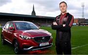 13 April 2021; Bohemians have taken two significant actions in the fight against climate change. Firstly, by signing up, through our Climate Justice Officer, to the UN’s Sports for Climate Action Framework and, secondly, by announcing MG Motor Ireland as the club's Official Vehicle Partner for 2021. The partnership will see club players and manager Keith Long drive 100% electric vehicles. Pictured at Dalymount Park in Dublin is James Talbot, Bohemians goalkeeper. Photo by Sam Barnes/Sportsfile