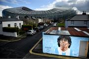 12 April 2021; A mural by Dublin artist Chelsea Jacobs depicting the late Argentine footballer Diego Maradona at Havelock Square in Dublin. Photo by David Fitzgerald/Sportsfile