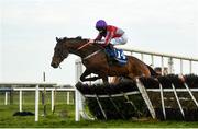13 April 2021; Rock Chica, with Rachael Blackmore up, clear the last on their way to finishing third in the Fairyhouse Merchandise On Sale Mares handicap hurdle at Fairyhouse Racecourse in Ratoath, Meath. Photo by David Fitzgerald/Sportsfile