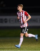 13 April 2021; Caoimhin Porter of Derry City comes on for his debut during the SSE Airtricity League Premier Division match between Derry City and Shamrock Rovers at the Ryan McBride Brandywell Stadium in Derry. Photo by Stephen McCarthy/Sportsfile