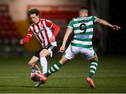 13 April 2021; Will Fitzgerald of Derry City in action against Aaron Greene of Shamrock Rovers during the SSE Airtricity League Premier Division match between Derry City and Shamrock Rovers at the Ryan McBride Brandywell Stadium in Derry. Photo by Stephen McCarthy/Sportsfile