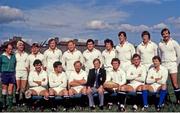 28 September 1980; The Cork Constitution Presidents XV team, back row, from left, referee Der Healy, Christy Cantillon, Ciaran Fitzgerald, Stan Waldron, Gerry McLoughlin, Brian Clifford, Michael Kiernan, Donal Lenihan, Paul Collins and Anthony O'Leary, with front, from left, Jimmy Bowen, Moss Finn, Michael O'Sullivan, Cork Constitution RFC President Michael Keyes, Colm Murphy, Greg Barrett and Terry Kennedy prior to the Representative match between Cork Constitution President's XV and Bill Beaumont's Lions XV at Musgrave Park in Cork. Photo by Ray McManus/Sportsfile