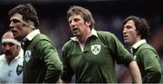 7 February 1981; Moss Keane of Ireland, with team-mates Donal Lenihan, left, and Ronan Kearney during the Five Nations Rugby Championship match between Ireland and France at Lansdowne Road in Dublin. Photo by Ray McManus/Sportsfile