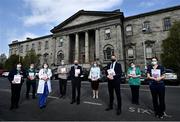 15 April 2021; In attendance is the Minister of State for Public Health Frank Feighan, TD, centre, alongside, from left, Paula O'Reilly, Operations Manager Cancer Operative, Fionnuala Kane, cANP, Professor Cathy Kelly, Consultant Medical Oncologist, Dr Noel McCaffrey, Sports and Exercise Medicine Specialist, Josephine Ryan, COO of the Mater Hospital, Eamonn O'Hara, Novartis Disease Area Specialist, Paula Briscoe, cANP and Megan Redmound, Clinical Nurse Specialist at the launch of ExWell Medical and Mater Hospital Breast Cancer Exercise Programme at the Mater Hospital in Dublin. Exwell Medical has partnered with the Mater Founderation, The Irish Cancer Society, UPMC and Novartis to promote exercise throughout the cancer journey. A free exercise programme is to be offered to all Mater Hospital breast cancer patients and UPMC cancer service users. Photo by David Fitzgerald/Sportsfile