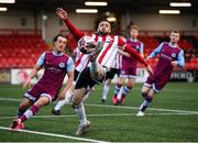 16 April 2021; Daniel Lafferty of Derry City in action against James Brown of Drogheda United during the SSE Airtricity League Premier Division match between Derry City and Drogheda United at the Ryan McBride Brandywell Stadium in Derry. Photo by Stephen McCarthy/Sportsfile