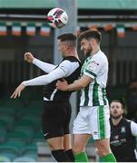 16 April 2021; Stephen Meany of Athlone Town in action against Aaron Barry of Bray Wanderers during the SSE Airtricity League First Division match between Bray Wanderers and Athlone Town at the Carlisle Grounds in Bray, Wicklow. Photo by Matt Browne/Sportsfile