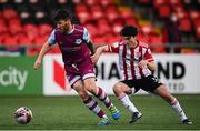 16 April 2021; Gary Deegan of Drogheda United in action against Brendan Barr of Derry City during the SSE Airtricity League Premier Division match between Derry City and Drogheda United at the Ryan McBride Brandywell Stadium in Derry. Photo by Stephen McCarthy/Sportsfile