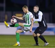16 April 2021; Steven Kinsella of Bray Wanderers in action against Derek Daly of Athlone Town during the SSE Airtricity League First Division match between Bray Wanderers and Athlone Town at the Carlisle Grounds in Bray, Wicklow. Photo by Matt Browne/Sportsfile