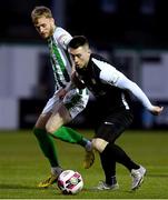 16 April 2021; Derek Daly of Athlone Town in action against Steven Kinsella of Bray Wanderers during the SSE Airtricity League First Division match between Bray Wanderers and Athlone Town at the Carlisle Grounds in Bray, Wicklow. Photo by Matt Browne/Sportsfile