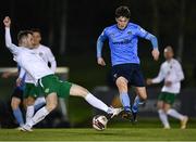 16 April 2021; Colm Whelan of UCD is tackled by Kevin Knight of Cabinteely during the SSE Airtricity League First Division match between UCD and Cabinteely at the UCD Bowl in Belfield, Dublin. Photo by Piaras Ó Mídheach/Sportsfile