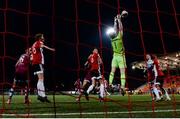 16 April 2021; Derry City goalkeeper Nathan Gartside makes a save during the SSE Airtricity League Premier Division match between Derry City and Drogheda United at the Ryan McBride Brandywell Stadium in Derry. Photo by Stephen McCarthy/Sportsfile