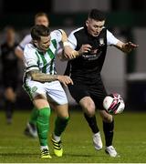 16 April 2021; James Doona of Athlone Town in action against Mark Byrne of Bray Wanderers during the SSE Airtricity League First Division match between Bray Wanderers and Athlone Town at the Carlisle Grounds in Bray, Wicklow. Photo by Matt Browne/Sportsfile