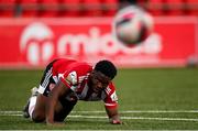 16 April 2021; James Akintunde of Derry City during the SSE Airtricity League Premier Division match between Derry City and Drogheda United at the Ryan McBride Brandywell Stadium in Derry. Photo by Stephen McCarthy/Sportsfile
